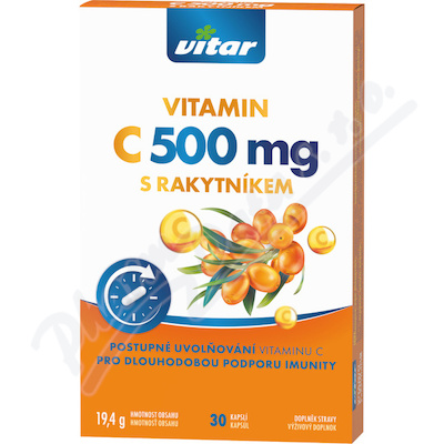 Vitar Vitamin C 500mg+rakytník cps.30