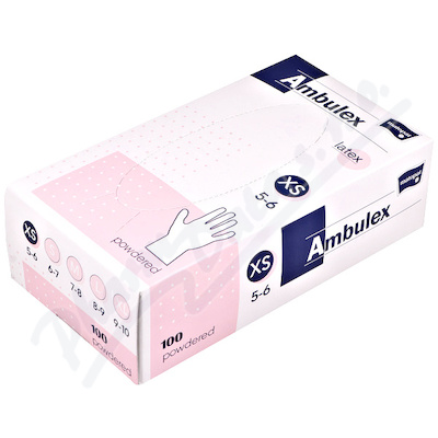 Ambulex rukavice latexové jemně pudrované XS 100ks