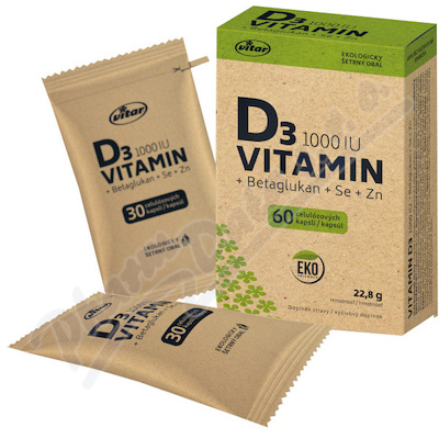 Vitar Vitamin D3 1000IU+betaglukan EKO cps.60