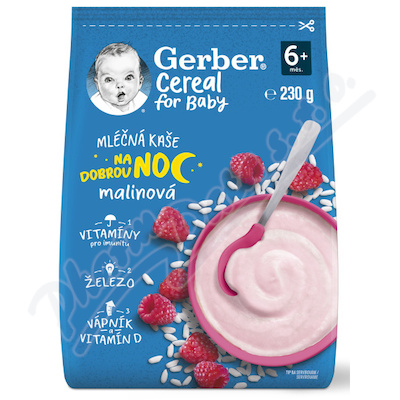 Gerber Cereal Ml.kaše na dobrou noc malin.230g 6M+