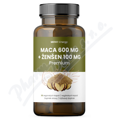 MOVit Maca 600 mg+Ženšen 100mg Premium cps.90