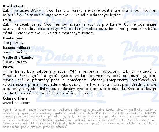 Banat Nico Tea for smokers hard zubní kartáček