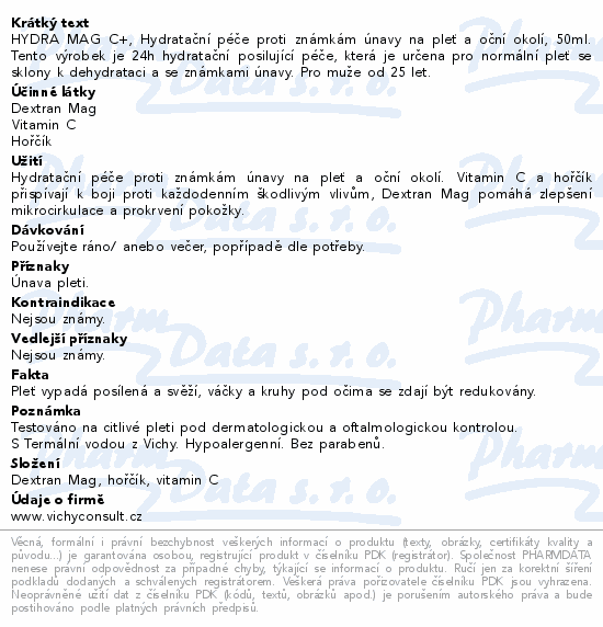 VICHY HOMME Hydra Mag C+ hydratační péče 50ml
