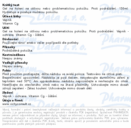 VICHY HOMME gel na holení 200ml