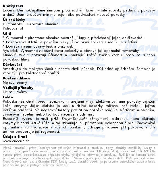 Eucerin DermoCapillaire šampon suché lupy 250ml