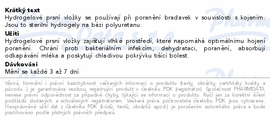 Hydrogelové hojící prsní vložky pro kojící mat.2ks