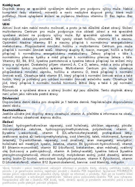 Multivitamin Centrum pro muže 60tbl