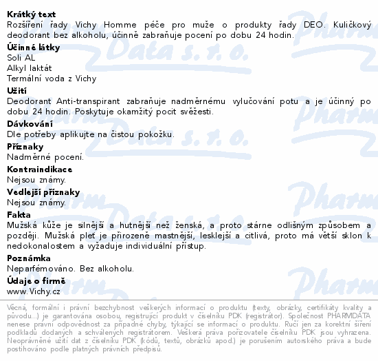 VICHY HOMME deodorant roll-on 50ml