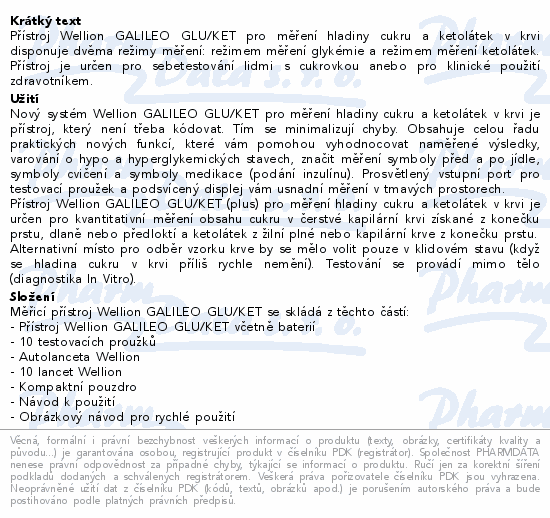 Wellion GALILEO GLU/KET glukometr set černý