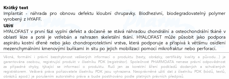 HyaloFast 5x5cm implantát náhrada obnova chrupavky