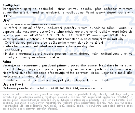 Eucerin SUN tr.sprej aerosol DryTouch SPF50 200ml