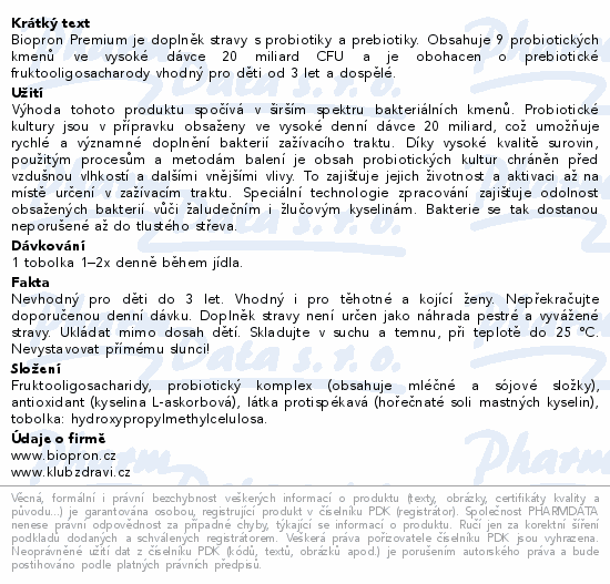 Biopron Premium probiotika a prebiotika tob.30