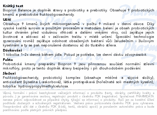 Biopron Balance probiotika tob.60+20