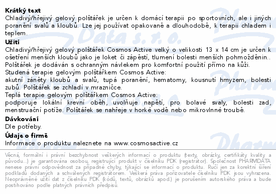 Cosmos Active - Gel polštářek opakov.použití malý