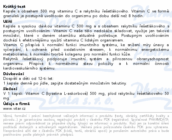 Vitar Vitamin C 500mg+rakytník cps.30