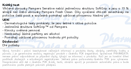 Pampers Sensitive čistící ubrousky 52ks