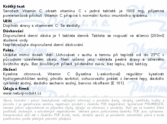 Sanotact Vitamín C 1000mg pomeranč šumivé tbl.20ks