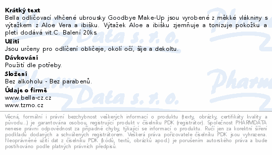 Bella odličovací vlhčené ubrousky ibišek 20ks