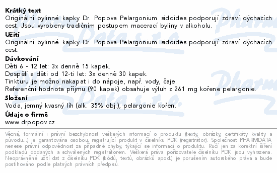 Dr.Popov Kapky bylinné Pelargonium sidoides 50ml
