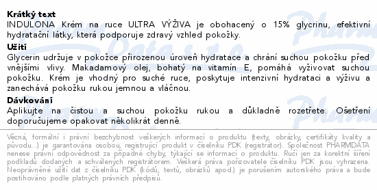 INDULONA krém na ruce ultra výživa 50ml