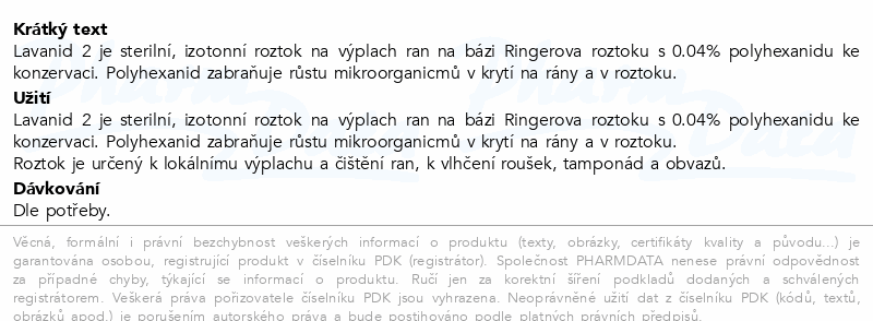 Lavanid 2 Ringer.roztok s 0.04% polyhexan.1x1000ml