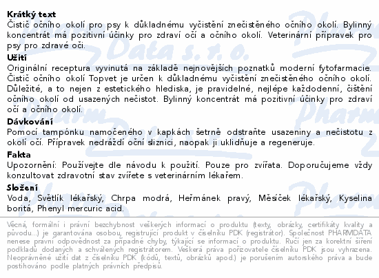 TOPVET Čistič očního okolí pro psy 50ml