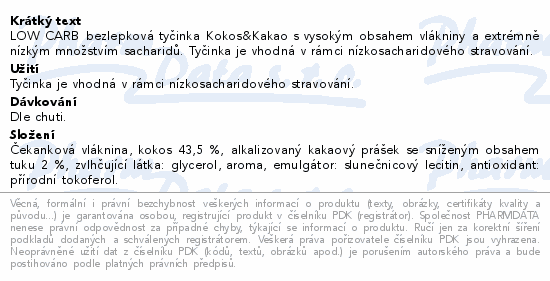 LOW CARB tyčinka kokos&kakao 40g TOPNATUR