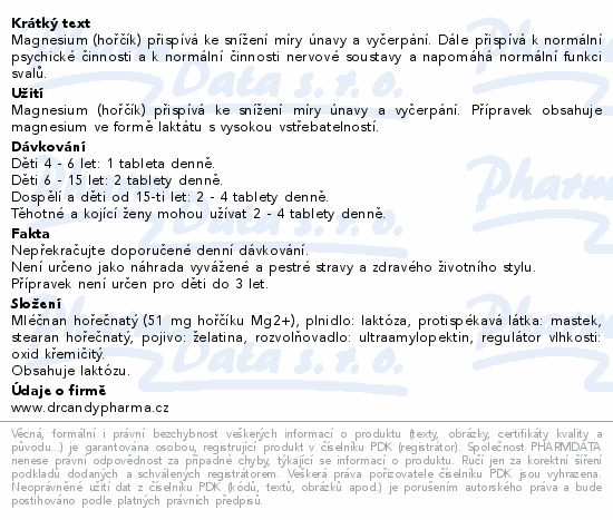 Dr.Candy Pharma Magnesii Lactici tbl.100x500mg