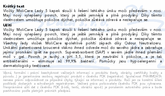 MoliCare Premium Lady 5 kapek ink.vložky 14ks