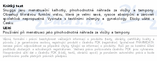 Snuggs Menstruační kalhotky stř.men.klas.střih XS