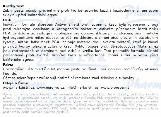 Biorepair Advanced zubní pasta Active Shield 75ml