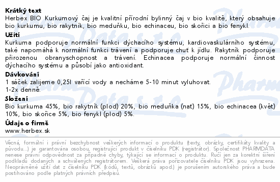 HERBEX BIO Kurkumový čaj n.s.20x1.5g