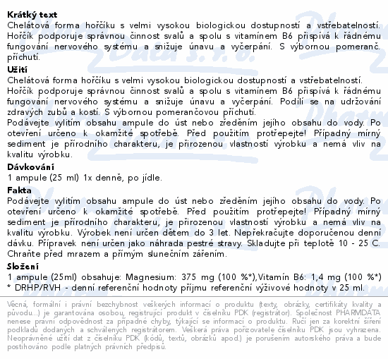 Magnesium Chelate+B6 orange ampule 10x25ml