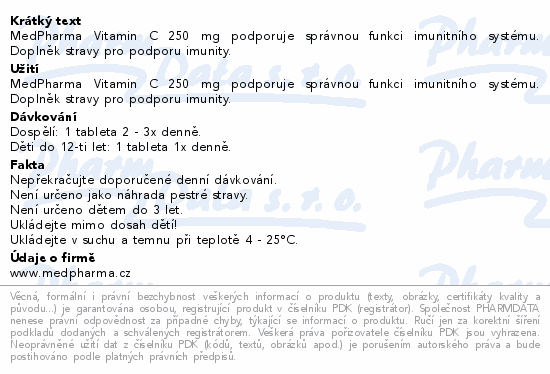 MedPharma Vitamin C 250mg tbl.107