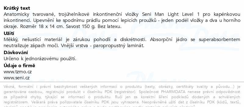Seni Man Light inkon.vložky Level 1 15ks