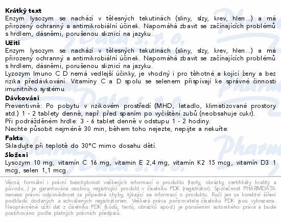 LYZOZYM Imuno C D Selen+vit.E a K cucací tbl.20