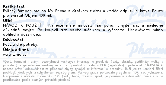 My friend bylinný šampón pro psy 400ml