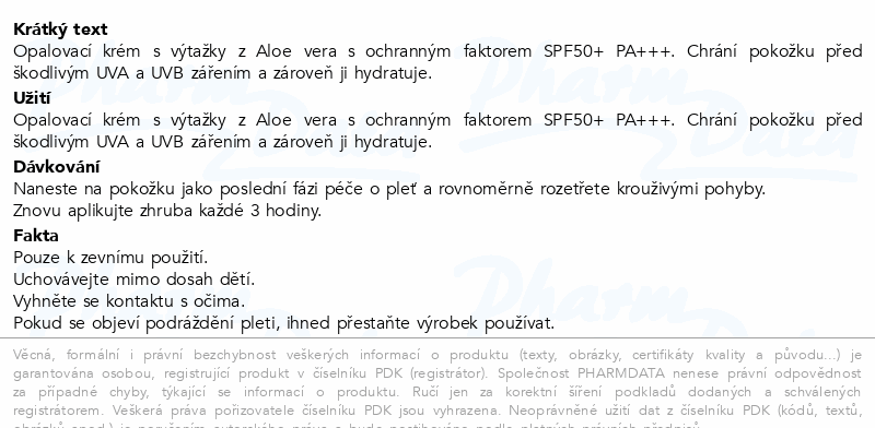 COSRX opalovací krém s Aloe vera SPF50+ 50ml
