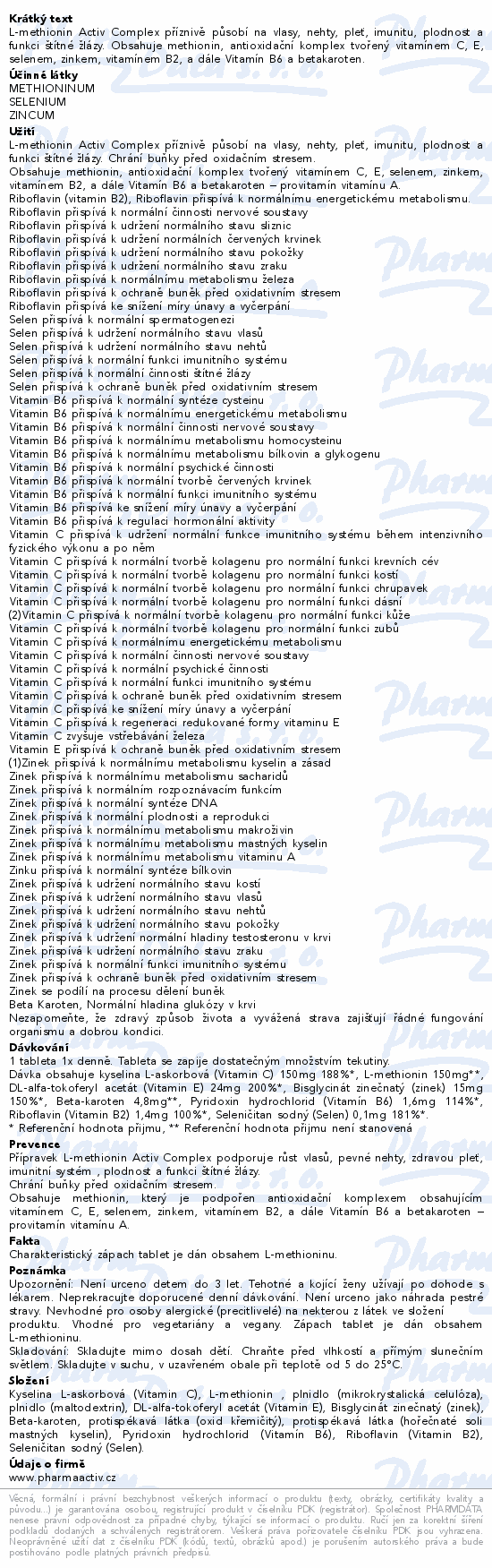L-methionin Activ Complex tbl.90