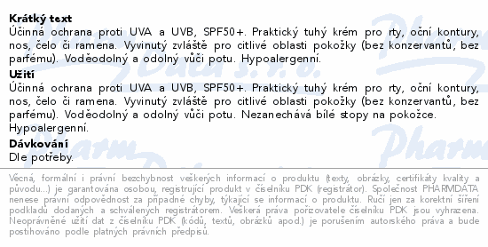 Dermacol Opalovací krém v tyčince SPF50+ 24g