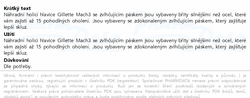 Gillette Mach3 náhradní hlavice 20ks