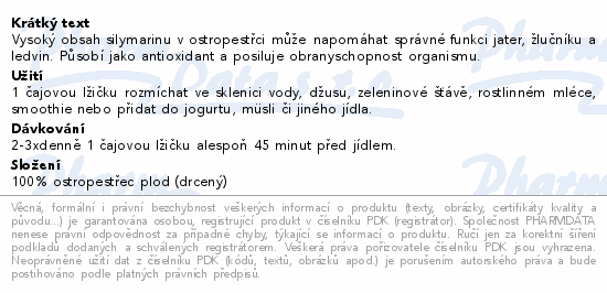 HERBEX Ostropestřec Silybum drcené 200g