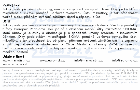 Biorepair zubní pasta Peribioma Pro 75ml