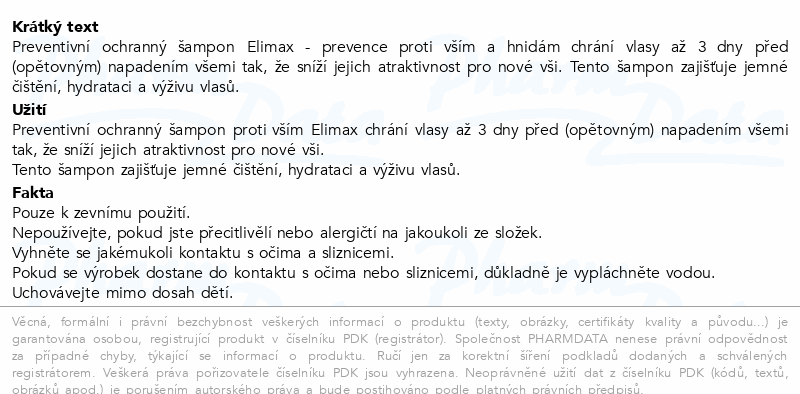 Elimax Šampon prevence proti vším a hnidám 200ml