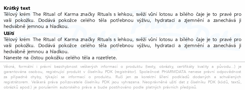 Rituals The Ritual of Karma 48h tělový krém 220ml