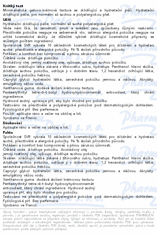 SVR Sensifine Hydra-Creme Hydratační krém 40ml