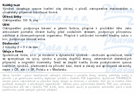 Ostropestřec 100% olej tob.90