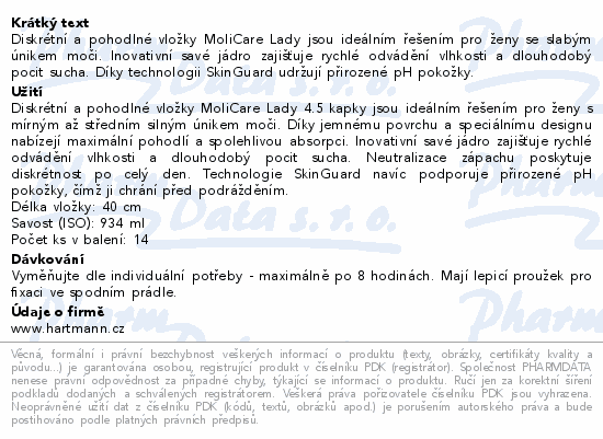MoliCare Lady Pad inkontinenční vložky 4.5kap.14ks