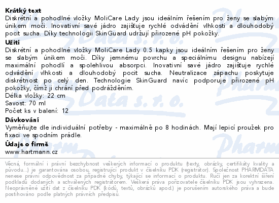MoliCare Lady Pad inkontinenční vložky 0.5k 28ks