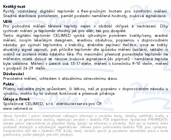 Teploměr digitální CELIMED Profi Temp flexi-hrot